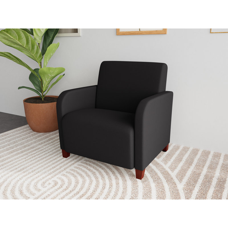 Fauteuil d'invité surdimensionné Siena, Visite libre noire, Mahogany