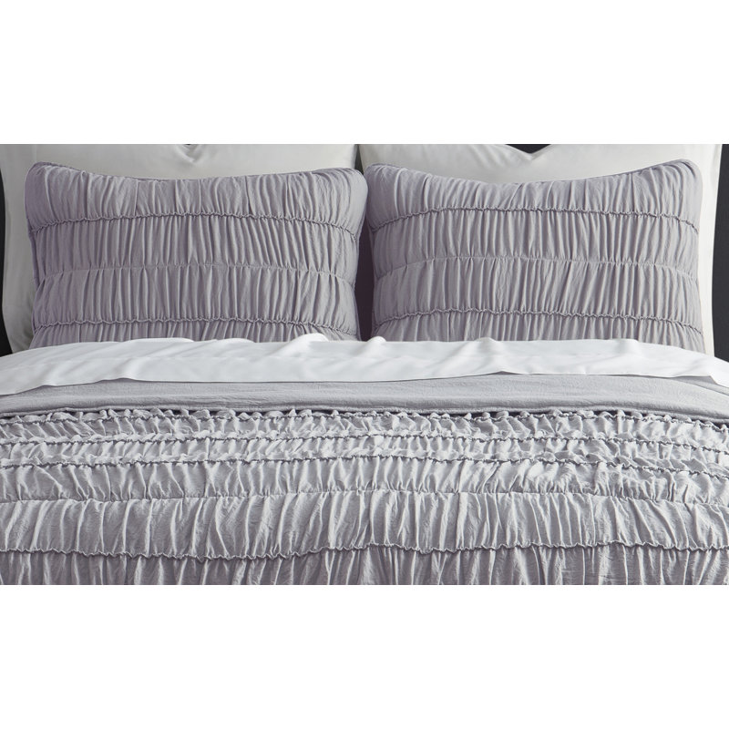 Ensemble de courtepointe 3 pièces DESIGN, Courtepointe double / grand et 2 taies décoratives, Mauve foncé