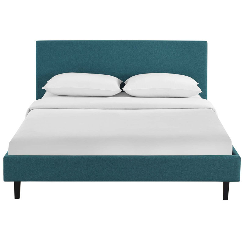 Modway Bed Frame, Full, Teal Plainweave