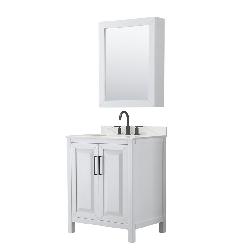 Daria 30'' W Vanity, Matte Black, White, Giotto Quartz