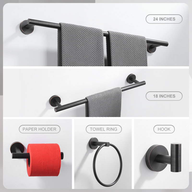 6 - Piece Bathroom Hardware Set, Rustic Black