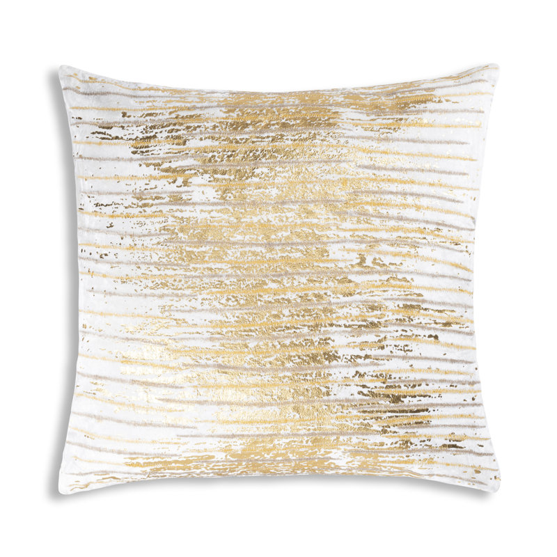Verona Gold/Ivory Square Velvet Pillow Cover & Insert