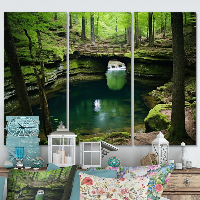 «Hot Spring National Park Arkansas» sur toile, reproduction de 3 pièces, H 28 po x l 36 po x P 1 po