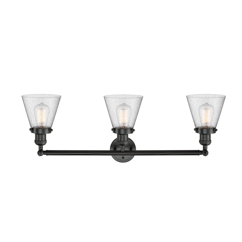 Éclairage pour meuble-lavabo 3 lumières Shauna Cone, Ampoule non incluse, Noir mat
