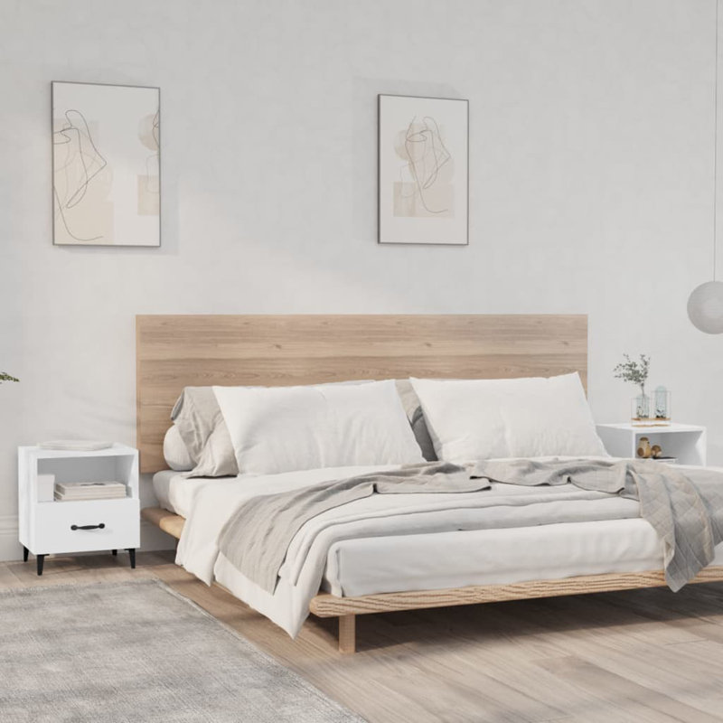 Linita Manufactured Wood Bedside Table, White