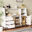 Buffet moderne blanc avec 3 tiroirs, porte en verre et porte-gobelet à vin pour la cuisine