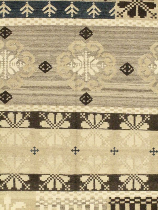 Tapis crème en laine tissé à la main à plat Istanbul Yama