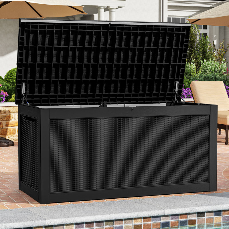 Balconera 320 Gallon Resin Deck Box,Black, Black