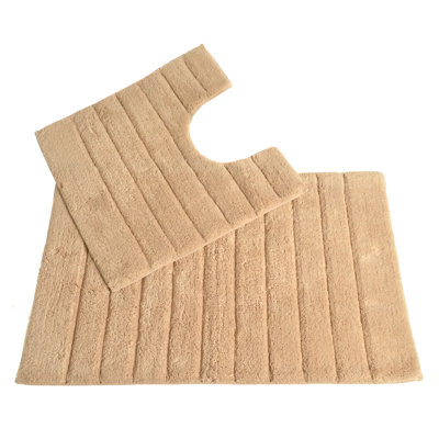 Linear Ribbed Two Piece Bath Mat Set