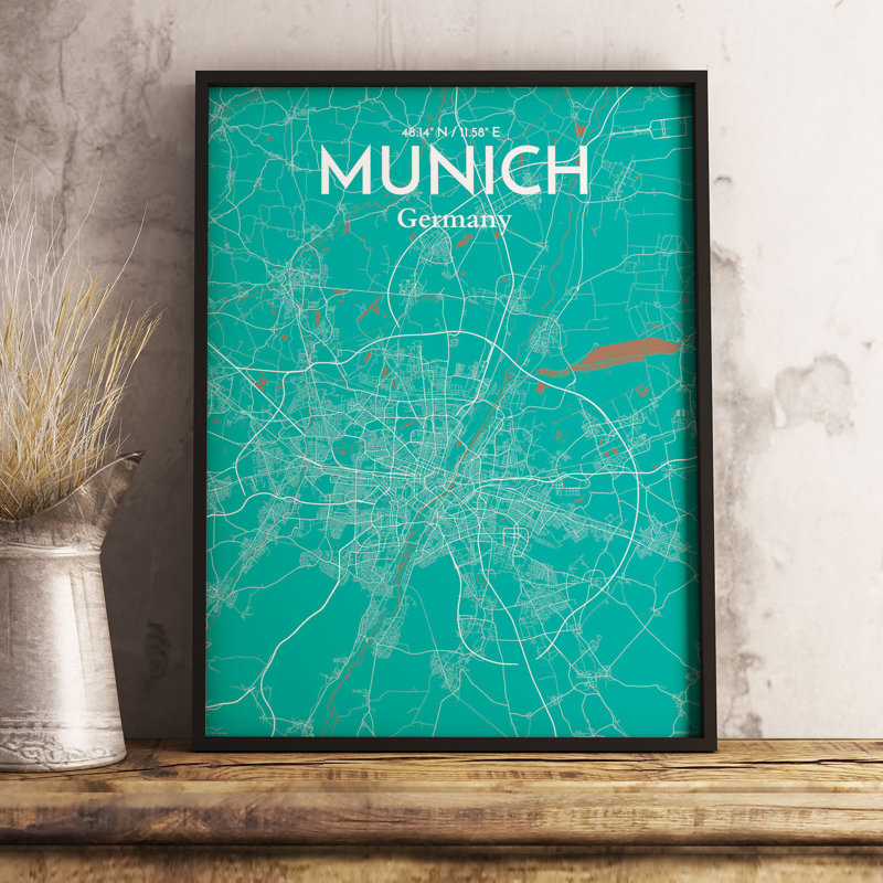 Munich City Map - No Frame Print, 43.2 cm H x 27.9 cm x 0.13 cm D