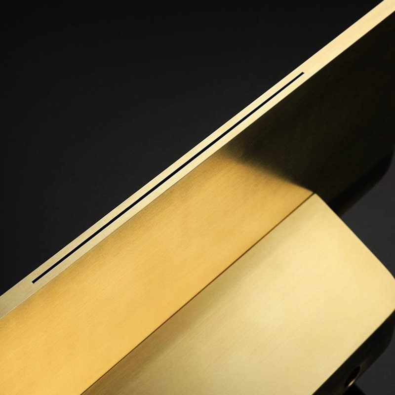 Brushed Gold Bathroom Sink Waterfall Spout Faucet - Crafted From Fine Brass For Durability Single Easy Water Flow Adjustment To Save Counter Space And Enhance Appeal In Charming