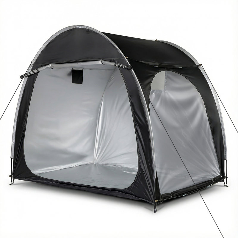 Tente de rangement pour vélo à arc, abri imperméable résistant aux rayons UV Oxford, cadre à double fermeture à glissière, fenêtre de ventilation, installation facile en 3 minutes pour le vélo, les outils de jardin, le rangement extérieur
