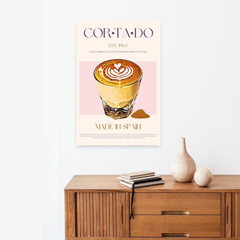 Cortado Coffee Art by Nazma Khokhar - Wrapped Canvas Print, 60.96 cm H x 40.64 cm W
