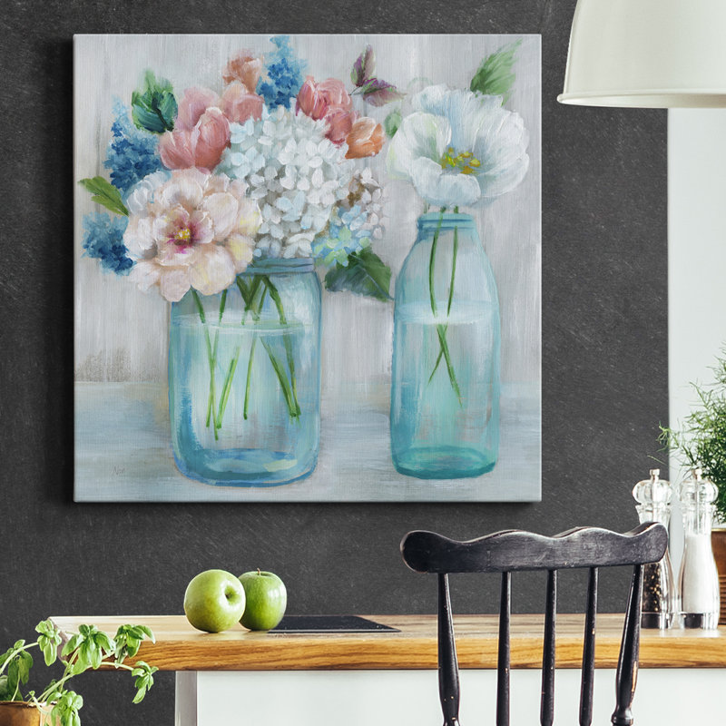 Country Bouquet - Toile tendue avec châssis de qualité supérieure - Prêt à être accroché, H 40 po x l 40 po x P 1 po