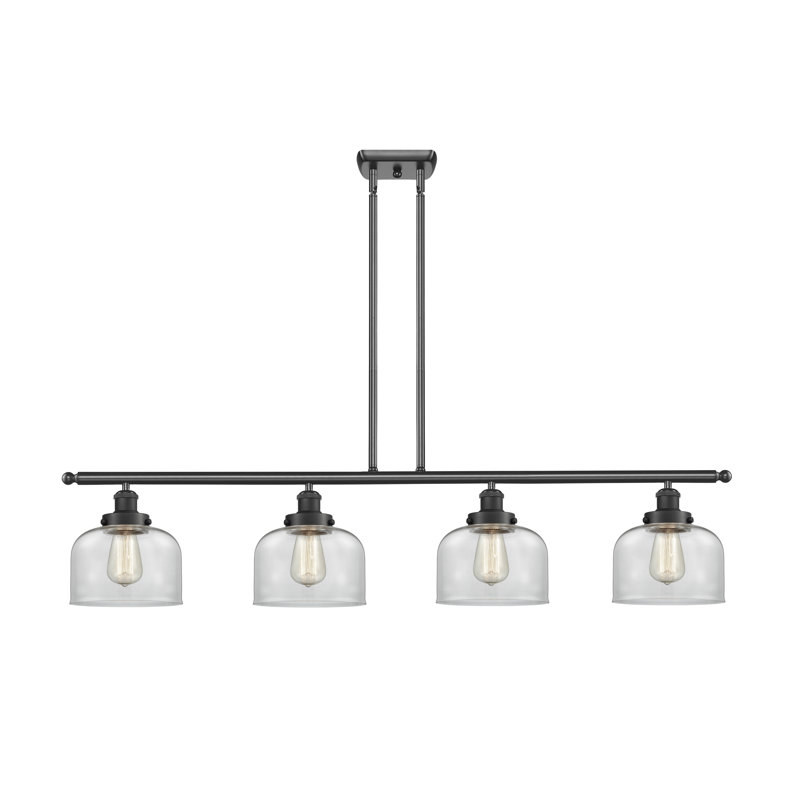 Bissonnette 4 - Light Kitchen Island Pendant, No Bulb Included, Matte Black, Clear