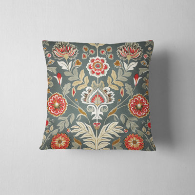 Folk Maximalist Floral Reversible Pillow Cover