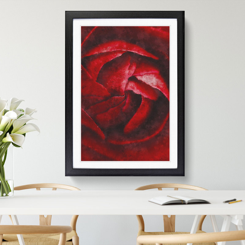 Petals of Red Flower - Picture Frame Graphic Art Print, 63cm H x 45cm W x 2cm D, Black Framed
