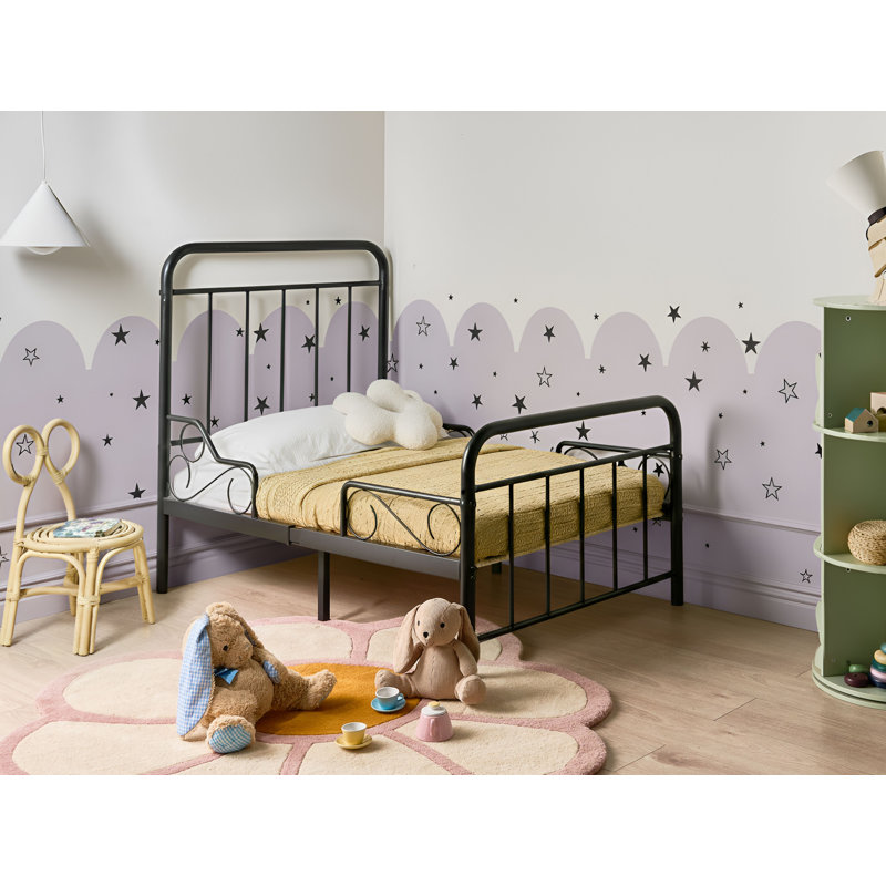 Extendable Kids Bed Metal ANAIS 90 x 200 cm (EU Single) Black, Black
