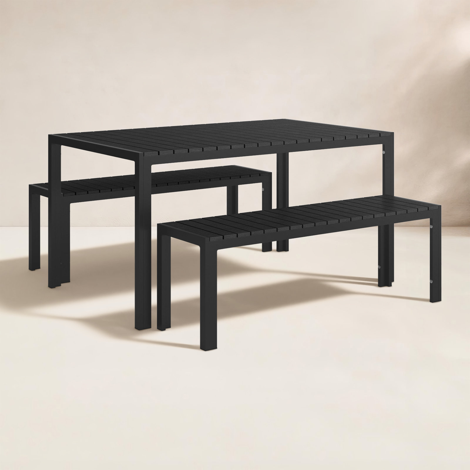Joel 59" Patio Dining Set, Black