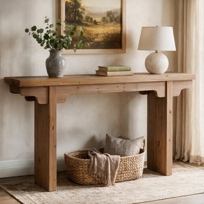 63" Solid Wood Console Table, Farmhouse Entryway Table for Living Room
