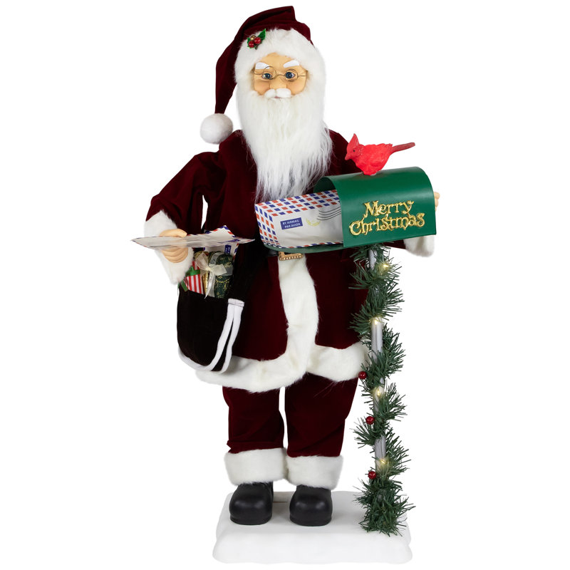 Animated And Musical Santa Claus Figure With Lighted "Merry Christmas" Mailbox - 30"