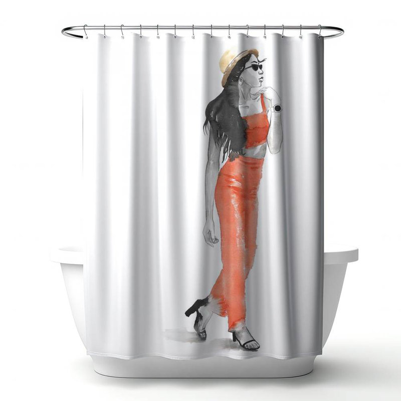 Shower Curtain FA43 – Polyester Shower Curtain, Dye Sublimation Print, 71" W × 74" L