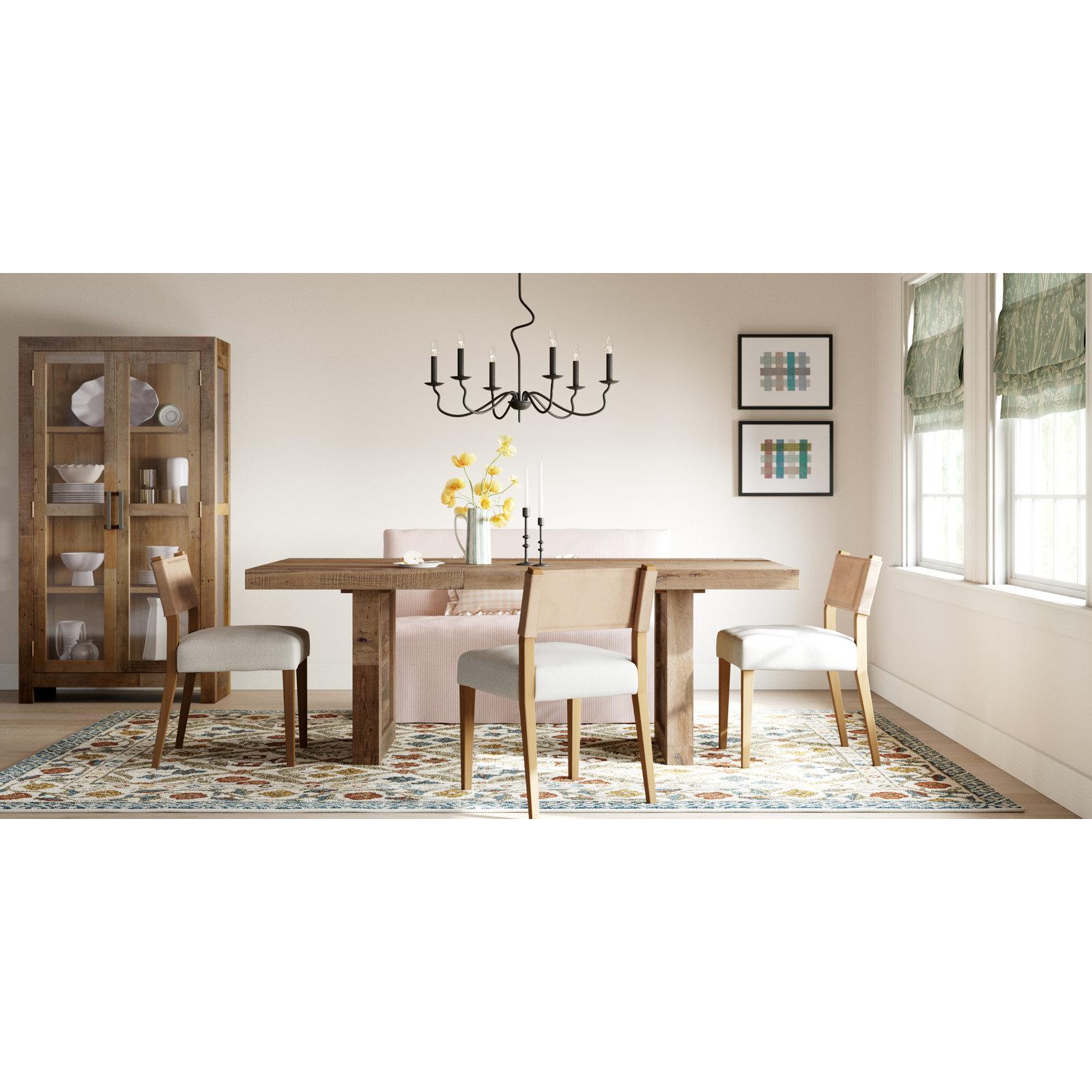 Lorretta Leather Side Chair, Polyester/Leather Winchester Beige, Natural