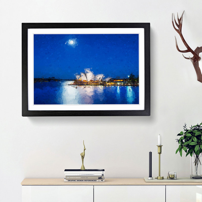 Sydney Opera House in Abstract - Framed Print, 27cm H x 36cm W x 2cm D, Black Framed
