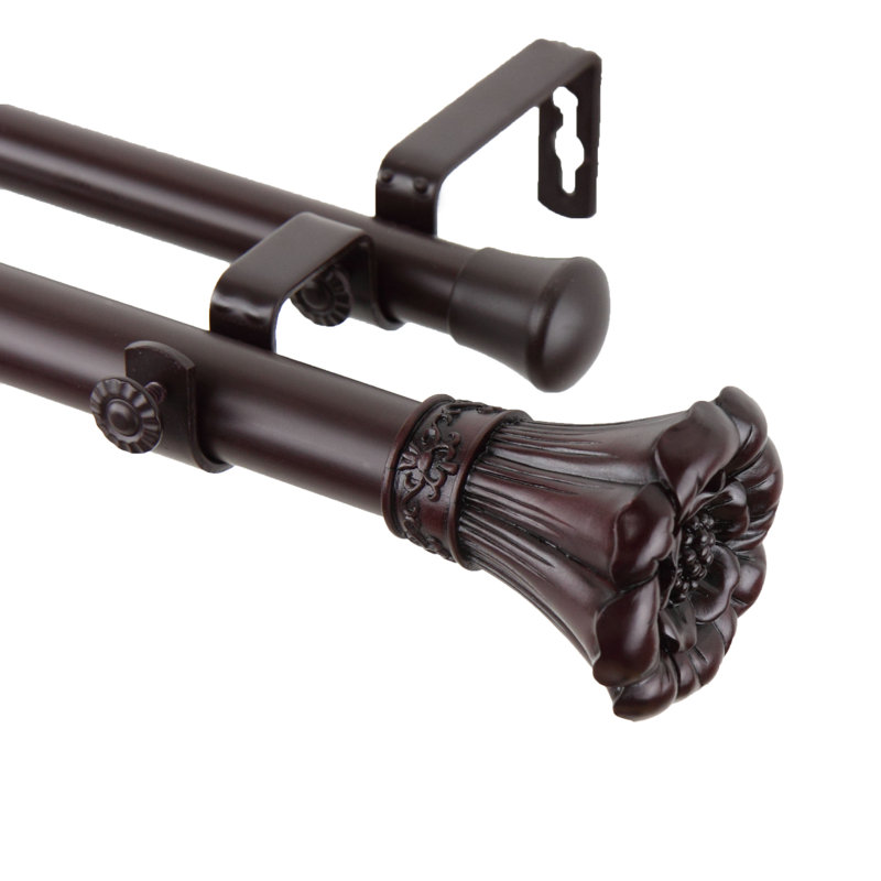 Tringle à rideaux double Blossom, Acajou, H 1 po x l 170 po x P 6,75 po