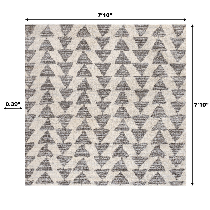 Taos Moroccan Triangle Geometric Cream/Gray Rug, Square 7'10"