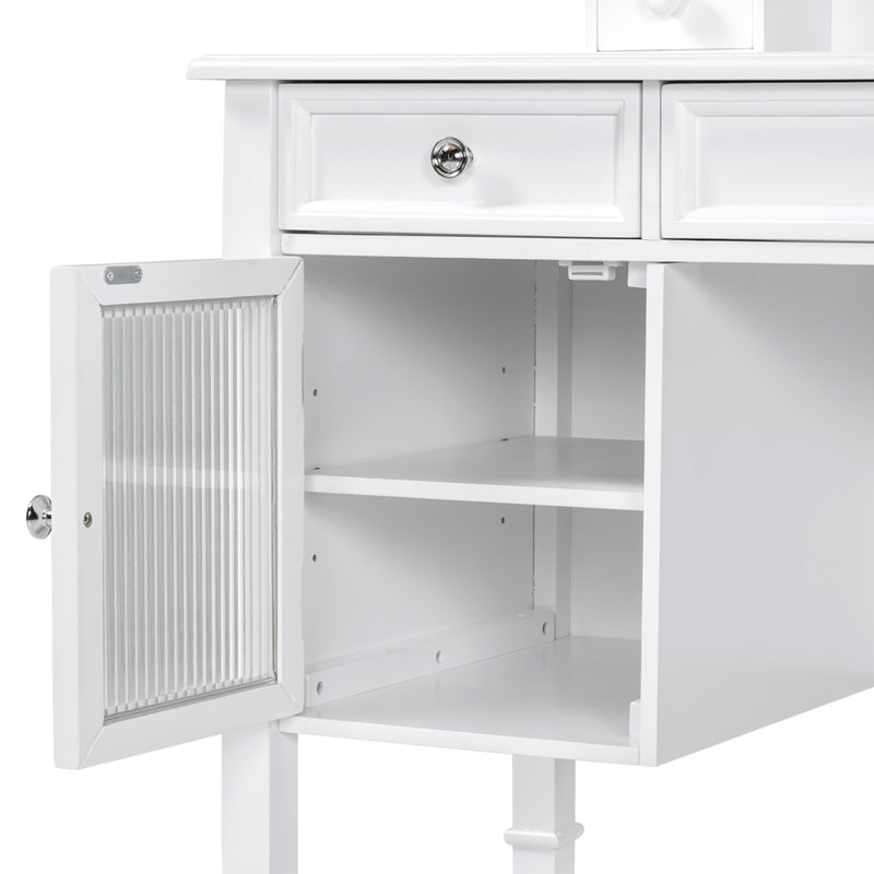 Meuble-lavabo ajustable à miroir avec tiroir et armoire, coiffeuse pour les chambres modernes