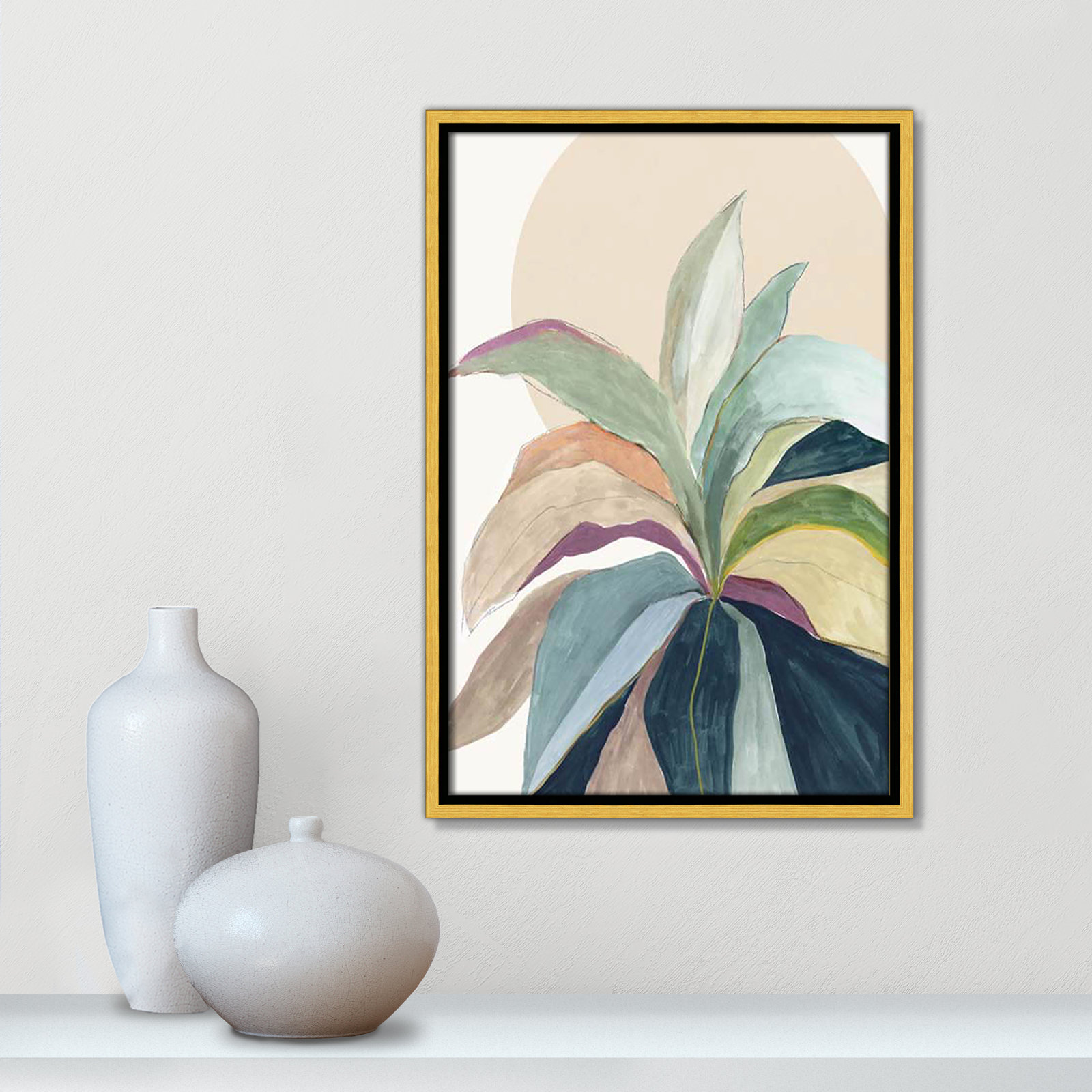 Byer "Sunny Bright Leaves II" Print by Asia Jensen, No Mat, Gold Floater Framed, 19.5" H x 13.5" W x 2" D