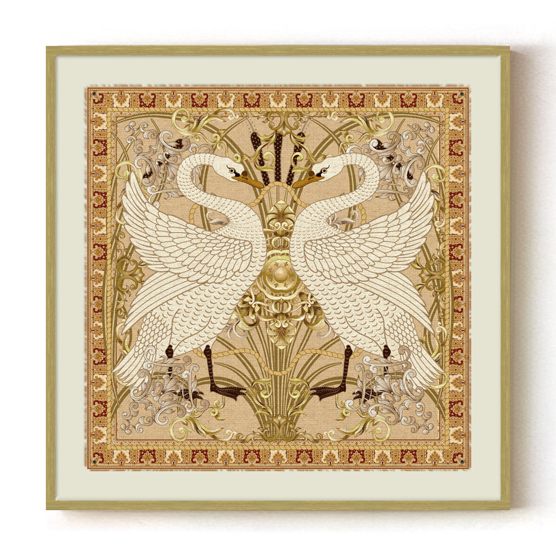Swan Allegory, 20" H x 20" W, Gold