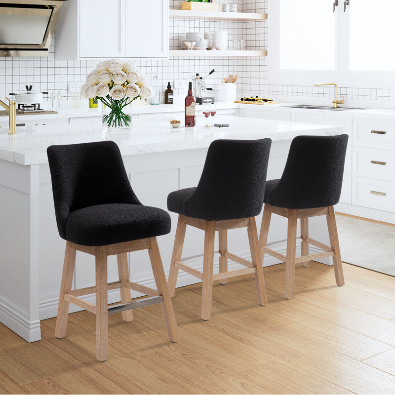 Swivel Upholstered Counter Stool, Black