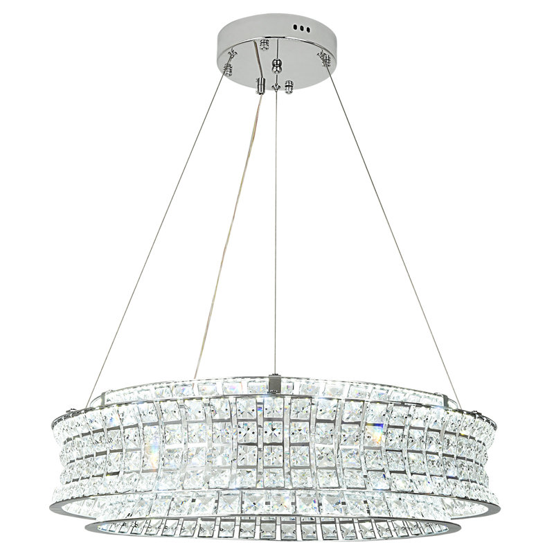 Horst LED Drum Chandelier, 7.09" H x 23.62" W x 23.62" D, Chrome