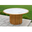 Estate 7 pièces Ensemble de salle à manger rond en teck et pierre avec chaises empilables en osier-1959656691-1959656692
