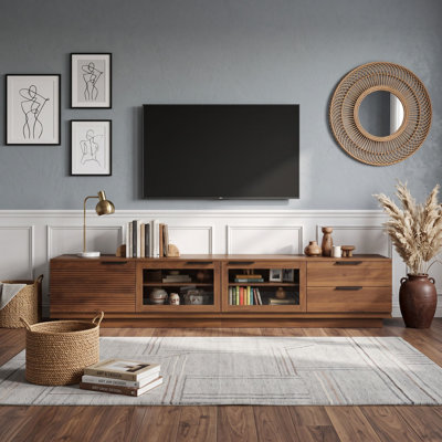 78.74'' TV Stand for TVs up to 85 Inches with 2 Drawers, Glass-Door Storage Cabinet and Cable Management