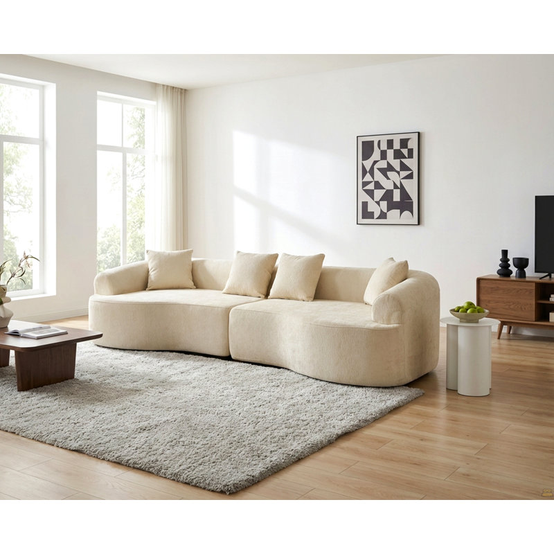 Canapé modulaire courbé sans os, modulaire à compression 108 po, Blanc