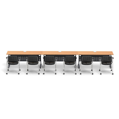 Benino 6 Person Training Meeting Seminar Tables with Modesty Panels and 6 Chairs Complete 9 pc Set