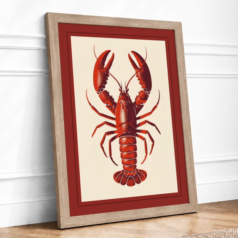 Crimson Lobster Botanical - Print, A1 - 84.1 x 59.4 cm, Oak