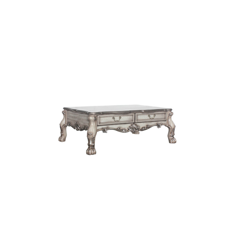Table basse vintage avec tiroir intérieur doublé de feutre de 40 mm d'épaisseur blanc os
