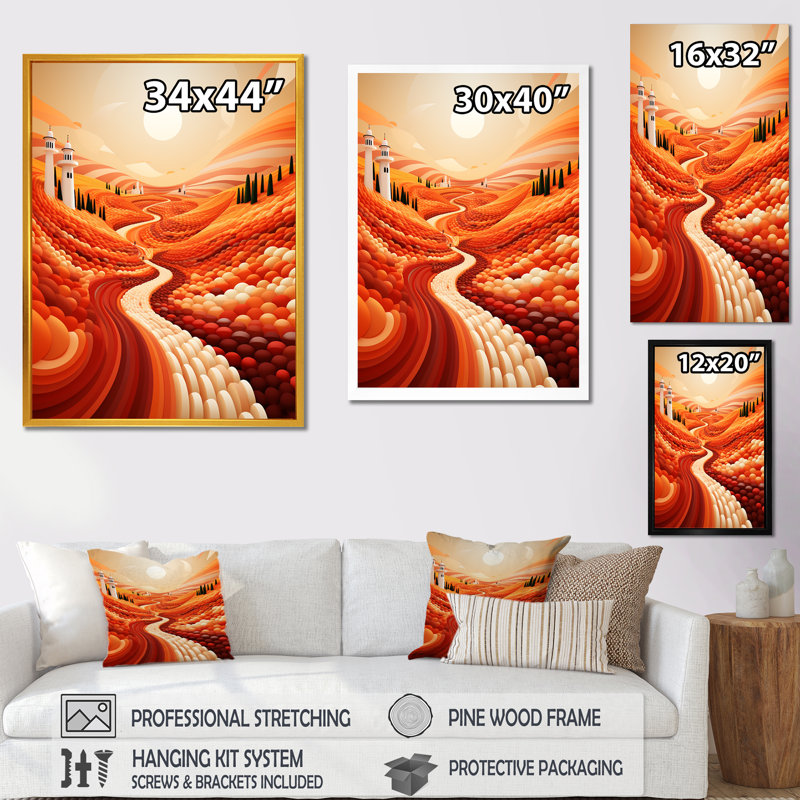 Orange River Reverence Dream 1, H 44 po x l 34 po x P 1,5 po, Cadre simple noir