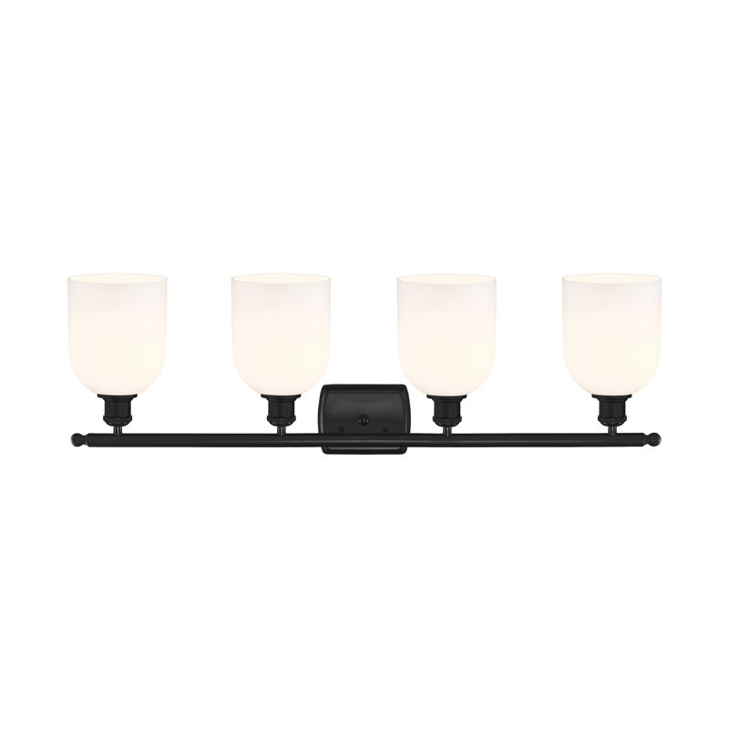Éclairage pour meuble-lavabo à 4 lumières à intensité variable Anacaren, Blanc lustré, Noir mat