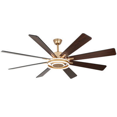 72" Modern 8-Blade Ceiling Fan with Lights and Remote, 6-Speed Reversible Fan