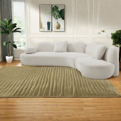 Comfortable Boucle Modular Sofa Modern Crescent Shape For Living Room