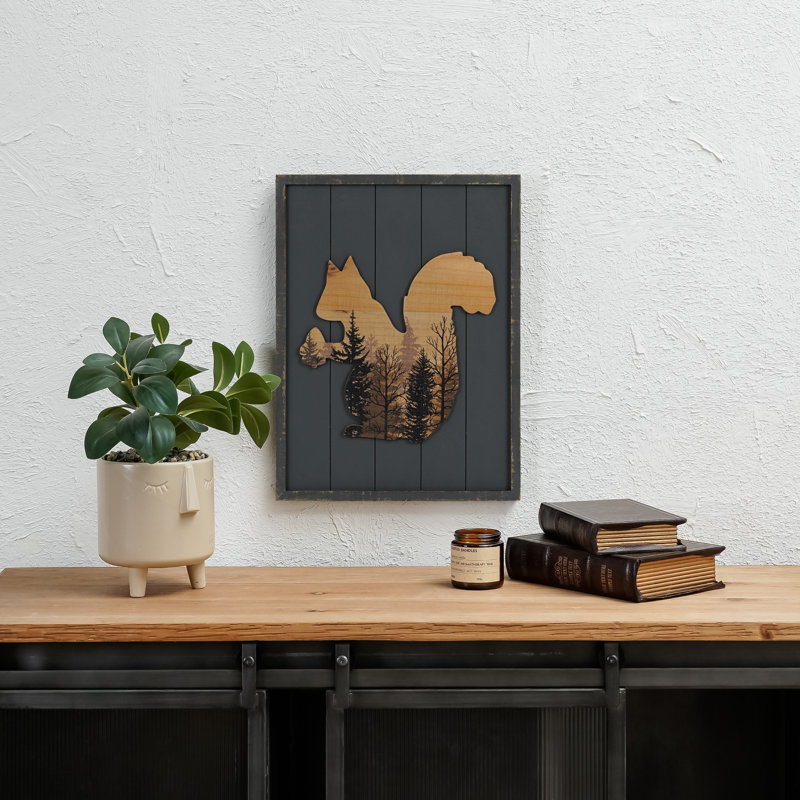 Décoration murale en bois écureuil rustique