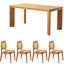 Cherry Wood Rectangular Dining Table Set