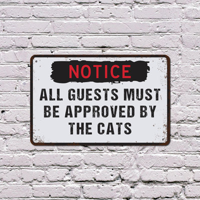 Funny Cat Welcome 8 Inch x 12 Inch Plastic Sign