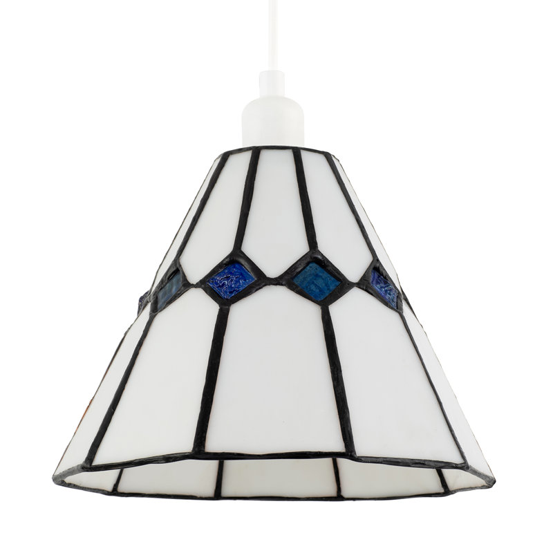 20cm H Glass Drum Pendant Shade ( No Direct Attachment Method ) in Blue