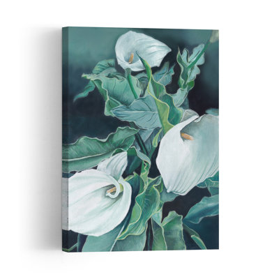 Elegant Calla Lilies Elegant Peaceful Serene Lily Flower Nature Wall Art Print by Viccy Wanliss - Wrapped Canvas Print